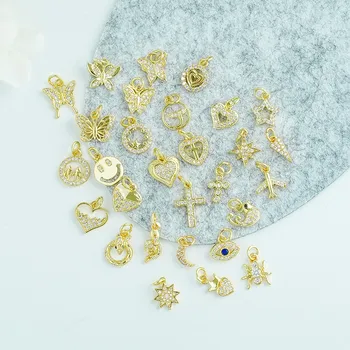 Kalp kelebek Takı Yapımı Takılar Altın Renk Mikro Açacağı Dangle Dıy Kolye Malzemeleri Küpe Kolye Tasarımcısı Bakır Hediye