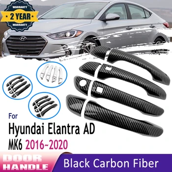 Karbon Fiber Dış Kapı kulp kılıfı Hyundai Elantra Avante İçin AD 2016 2017 2018 2019 2020 Krom Siyah Trim Araba Aksesuarları