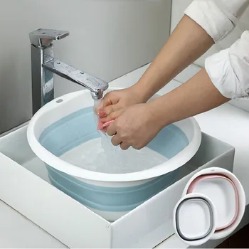 Katlanır Lavabolar Taşınabilir lavabolar Katlanır Çamaşır Küvet Banyo Mutfak AccessoriesTravel Plastik Katlanır Lavabo Iki Model