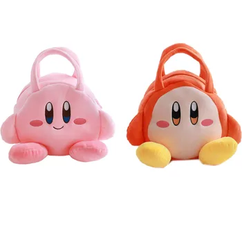 Kawaii Karikatür Yıldız Kirby Pembe Turuncu pelüş çanta El Kozmetik Çantası Bento Çantası Sevimli öğle yemeği çantası Kızlar için Hediye