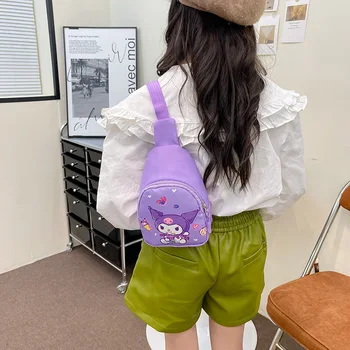 Kawaii Sanriod Anime Hobi Kuromi Cinnamoroll Sevimli çocuk askılı çanta Baskılı Oxford Kumaş Rahat Göğüs Çantası doğum günü hediyesi