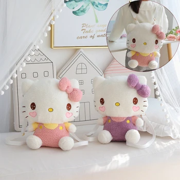 Kawaii Sanrioed Kittys peluş oyuncak Çantası Sevimli Karikatür Kız Kalp Öğrenci Anaokulu Karikatür Sırt Çantası çocuk doğum günü hediyesi