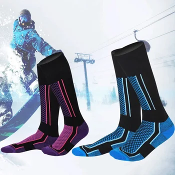 Kayak Çorapları Kalın Pamuklu Spor Snowboard Bisiklet Kayak futbol çorapları Erkekler Kadınlar Nem Emme Yüksek Elastik Termal çorap