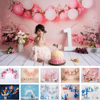 Kek Smash Zemin Çocuklar Doğum Günü Balonlar Arka Plan Dekorasyon Kız Erkek Bebek Parti Fotoğrafçılığı Fotoğraf Stüdyosu İçin Photozone Prop