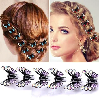 Kelebek Tokalar Kadınlar için Kaliteli Kristal Mini Saç pençe klipsleri saç süsü Düğün Headdress Yengeç saç aksesuarları