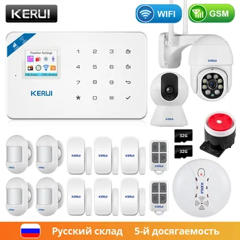 KERUI W18 WIFI GSM Akıllı Ev Güvenlik Alarm Sistemi Kablosuz Hırsız PIR Hareket Dedektörü Kontrol IP Kamera
