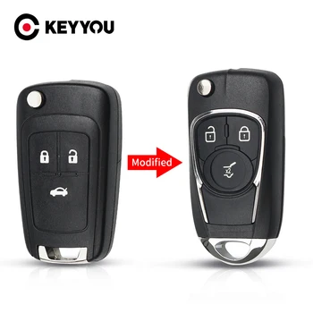 KEYYOU 3 Düğmeler Modifiye Çevirme Katlanır Uzaktan araba Anahtarı Kabuk Anahtarsız Giriş İçin Chevrolet Cruze Buick Kesilmemiş HU100 Bıçak