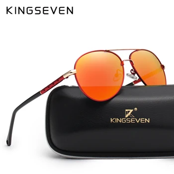 KINGSEVEN Marka Tasarım Pilot Güneş Gözlüğü Erkekler ve Kadınlar Polarize Ayna Içi Boş Çerçeve UV Cam Gözlük Sürüş Balıkçılık Için N7866