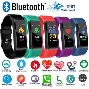 KLW akıllı saat 2021 Sağlık Bilezik 115 Artı Kayış Kalp Hızı Kan Basıncı Akıllı Bant 5 Spor İzci Bluetooth Bileklik