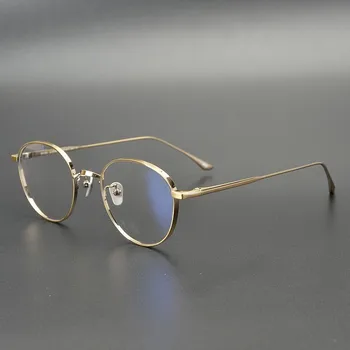 Koleksiyon Edition Titanyum Gözlük Çerçeve Erkekler El Yapımı Orijinal Kalite Gözlük Kadın Retro Yuvarlak Miyopi Bilgisayar Gözlük