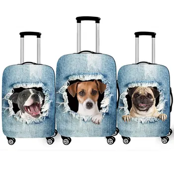 Komik Kötü Suçlu Köpek Baskı bavul kılıfı Elastic18-28 İnç Su Geçirmez Toz Geçirmez Seyahat Aksesuarları tekerlekli çanta Bagaj Kapağı