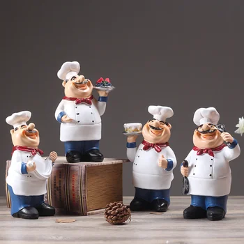 Komik Şef Modeli Mini Aşçı Heykeli Reçine Heykelcik Restoran Cafe Kek Dükkanı Dekorasyon Oturma Odası Masaüstü Süslemeleri