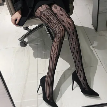 Koyu İçi Boş Elmas şeklindeki Yıldız file çoraplar kadın Külotlu Kişilik Öğrenci Siyah İpek Japon Lolita İnce Kesit