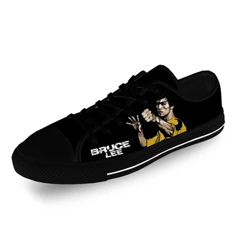 Kung Fu Legend Bruce Lee Ejderha Rahat Kumaş Moda 3D Baskı Düşük Üst kanvas ayakkabılar Erkekler Kadınlar Hafif Nefes Sneakers