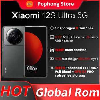 Küresel Rom Xiaomi 12S Ultra Cep Telefonu 6.73 inç 2K AMOLED esnek ekran Snapdragon Gen 8 + Octa Çekirdek 67W Hızlı Şarj NFC
