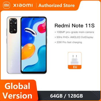 Küresel Sürüm Xiaomi Redmi Not 11S Smartphone 64GB / 128GB Octa Çekirdek Helio G96 33W Pro Hızlı Şarj 108MP Dört Kamera