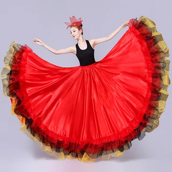Kırmızı Flamengo Dans Uzun Etek Kadın Çingene Flamenko Etekler Kadın İspanyol Dans Kostümleri Bayan Boğa Güreşi Dansçı Elbise DN3050