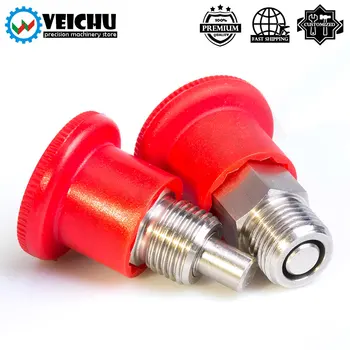 Kırmızı VCN218 Plastik Topuzu Paslanmaz Çelik Gövde yaylı piston Yerleştirme Pimleri Kilitleme İnce / Kaba İplik Mini İndeksleme Pistonları
