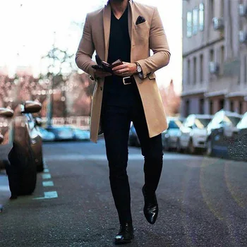 Kış Haki Erkek Smokin Sıcak Kalın Erkek Ceket Ceket Damat Takım Elbise İş Balo Parti Blazer Tek Parça