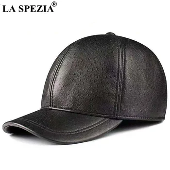 LA SPEZIA Beyzbol Şapkası Koyun Hakiki Deri Şapka Erkekler için Kahverengi Siyah Yüksek Kalite Gerçek Deri Erkek Marka Kış Şapka