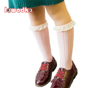 Lawadka 10 çift/grup Çizgili Çocuk Prenses Kız Çorap çocuk Diz üstü çorap Dantel Bebek bacak ısıtıcıları Pamuk Bebek çorap