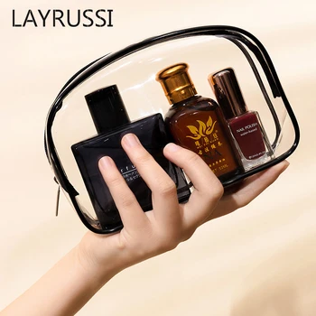 LAYRUSSI PVC Şeffaf Fermuarlı kozmetik çantası Kadın Taşınabilir Seyahat Makyaj çanta düzenleyici Erkek Açık makyaj çantası kozmetik torbası