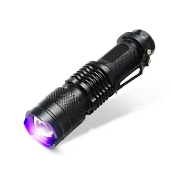 LED UV el feneri Ultraviyole meşale Zoom Fonksiyonu İle Mini UV siyah ışık Pet idrar lekeleri dedektörü akrep Avcılık