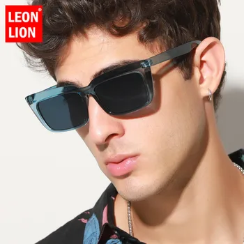 LeonLion 2021 Dikdörtgen Retro Güneş Gözlüğü Erkekler Vintage Gözlük Erkekler İçin/Kadınlar Lüks Marka Gözlük Erkekler Ayna Gafas De Sol Mujer