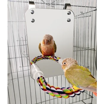 Levrek papağan standı oyuncak ile kuş ayna, paket ihtiyacınız olan tüm kurulum aksesuarlarını içerir
