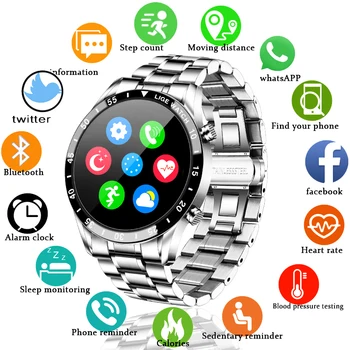LIGE 2020 Yeni akıllı saat Erkekler Tam Dokunmatik Ekran Spor Spor İzle IP67 Su Geçirmez Bluetooth Android ıos smartwatch İçin Erkekler + kutu