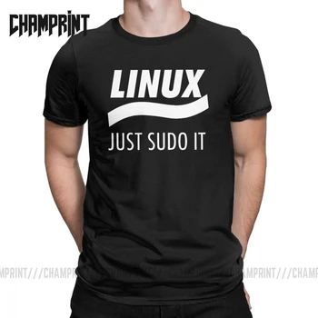 Linux Sadece Sudo It Geek erkek t-shirtü Vintage %100 % Pamuk Tee Crewneck Kısa Kollu T Shirt Büyük Boy Üstleri