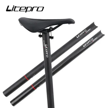Litepro Katlanır Bisiklet Karbon Fiber Seatpost 31.8 / 33.9 mm*580mm 412 SP8 Fnhon Bisiklet Ultralight Sele Bisiklet Parçaları Koltuk Tüp