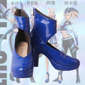 LOL 2020 S10 KDA Tüm Out Ahri Cosplay Çizmeler Yüksek Topuk Ayakkabı deri ayakkabı Comic-Con Cosplay Aksesuarları Cadılar Bayramı parti ayakkabıları