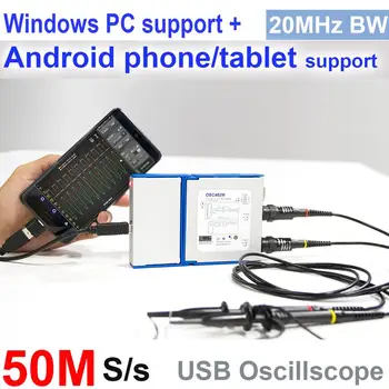 LOTO USB / PC Osiloskop OSC482M(Android+Windows), 50 MS/s Örnekleme Hızı, 20 MHz Bant Genişliği, otomobil için, öğrenci, mühendis