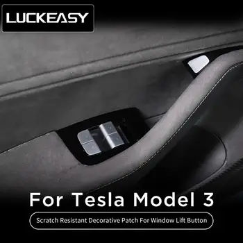 LUCKEASY Tesla Modeli 3 Araba Çizilmeye Dayanıklı Dekoratif Yama Pencere Kaldırma Düğmesi ABS Yama model3 2022 Düğme koruma