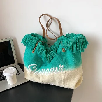 Lüks Marka Tasarım Büyük Tuval Casual Tote omuz çantaları Kadınlar için Çanta Çantalar 2022 Yeni Seyahat alışveriş çantası Yüksek Kalite
