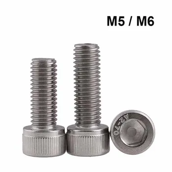 M5 M6 304 Paslanmaz Çelik Altıgen altıgen başlı soket Kapağı Allen Cıvata Vida Uzunluğu 5mm-200mm