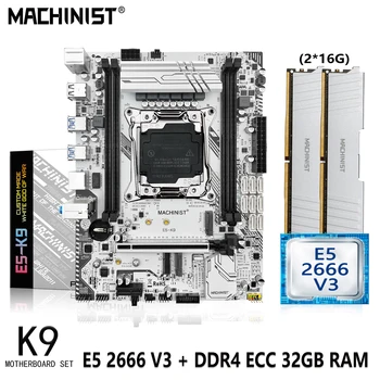MAKİNİST X99 K9 Anakart Kiti LGA 2011-3 Set Xeon E5 2666 V3 CPU 32 GB=2 * 16G DDR4 ECC RAM Bellek C612 çip SSD M. 2 M ATX