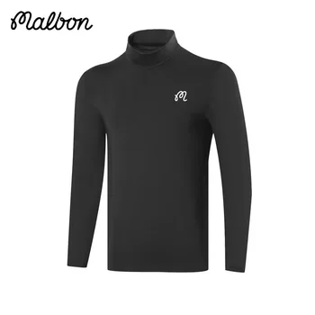 Malbon Golf erkek Uzun Kollu Giyim İlkbahar Sonbahar ve Kış Sporları Spandex İnce Yuvarlak polo tişört