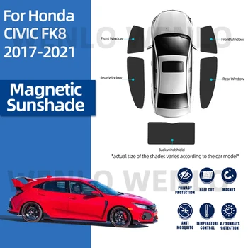 Manyetik araba güneşliği Honda Civic İçin FK8 2017-2021 Bebek Koruma Araba Güneşlik Araba Yan Pencere Perdeleri Aksesuarları Yaz