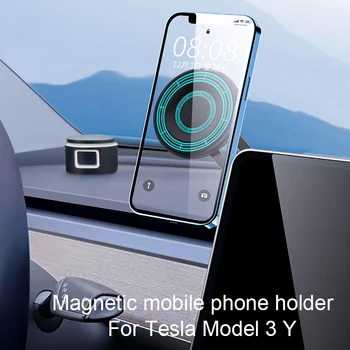 Manyetik araç telefonu tutucu Tesla Modeli 3 Y mıknatıslı tutucu Cep telefon standı Smartphone Ayağı