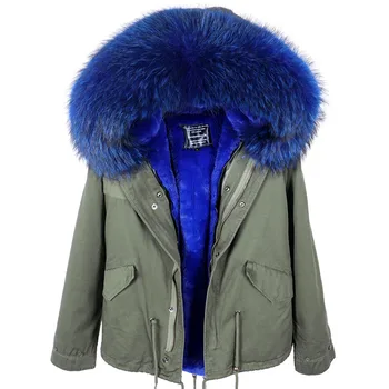 MAOMAOKONG Yeni rakun kürk ceket 2020 kış kısa Gerçek rakun Kürk ceket Kadın Ceket Parkas Kapşonlu Kadın Ceket Sıcak Dış Giyim
