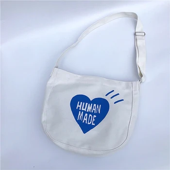 Mavi Kalp Baskı Tuval INSAN yapımı Sırt Çantaları Erkek Kadın Yüksek Kaliteli Çile Açık Büyük Kapasiteli Rahat Schoolbag Ayarlanabilir Kayış