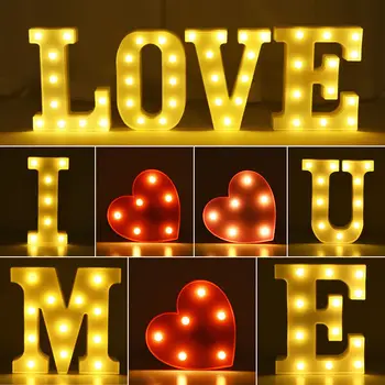 Mektup alfabe LED ışıkları aydınlık numarası lambası dekor pil gece lambası ev düğün doğum günü noel partisi dekorasyon için