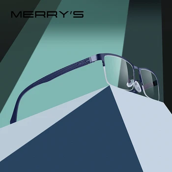 MERRYS tasarım Erkekler Titanyum Alaşım Gözlük Çerçeve TR90 Bacaklar Miyopi Reçete Gözlük Optik Çerçeve Iş Tarzı S2221