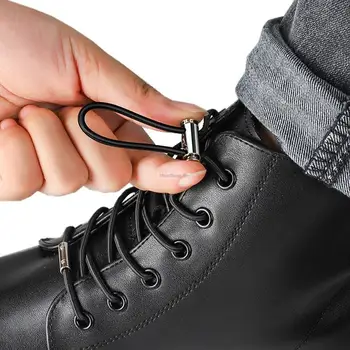 Metal kilit Elastik Ayakkabı bağcıkları bağları olmadan Yuvarlak Hiçbir kravat Ayakabı Boot Sneakers Ayakkabı Bağı Çocuklar Yetişkin Hızlı Tembel Ayakkabı Bağcıkları