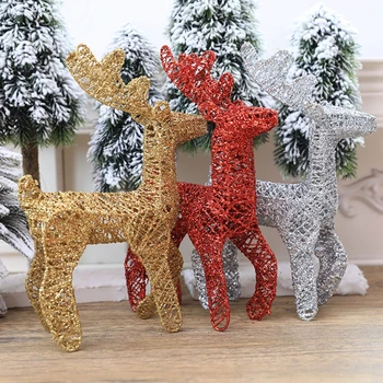 Metal Noel Ren Geyiği Dekoratif Standı Geyik Noel Süs Yaratıcı Sevimli Düz Renk Elk Tatil Dekorasyon Sahne