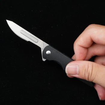 Mini Maket Bıçağı ABS Kolu Katlanır Neşter EDC Hızlı Açık Acil Tıbbi Bıçak Anahtarlık Açma Çakı Kutusu Kesici