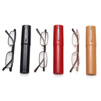 Mini okuma gözlüğü Kalem Klip tüp durumda Anti-mavi ışık gözlük Taşınabilir hafif Mukavemetli + 1.0~+4.0 Presbiyopik cam