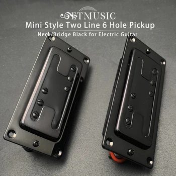 Mini Stil İki Satır 6 Delik Elektro Gitar Humbucker Pickup Boyun / Köprü Pikap Siyah